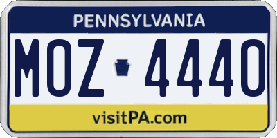 PA license plate MOZ4440
