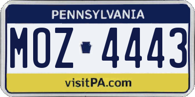 PA license plate MOZ4443