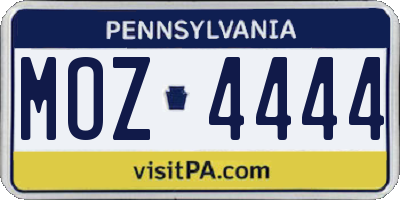 PA license plate MOZ4444