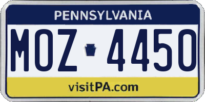 PA license plate MOZ4450