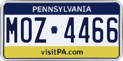PA license plate MOZ4466