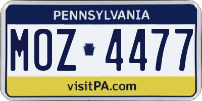 PA license plate MOZ4477