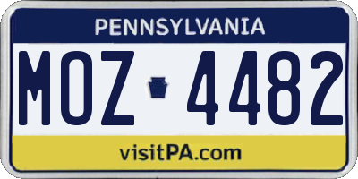 PA license plate MOZ4482