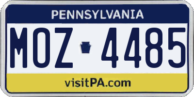 PA license plate MOZ4485
