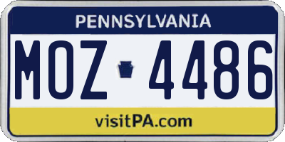 PA license plate MOZ4486