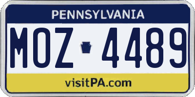 PA license plate MOZ4489