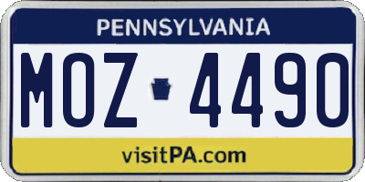 PA license plate MOZ4490