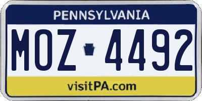 PA license plate MOZ4492