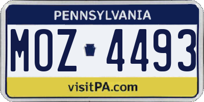 PA license plate MOZ4493