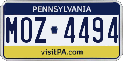 PA license plate MOZ4494