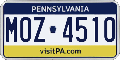 PA license plate MOZ4510