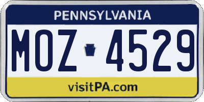 PA license plate MOZ4529