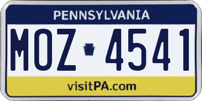 PA license plate MOZ4541