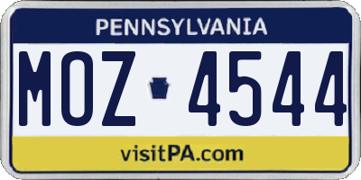 PA license plate MOZ4544