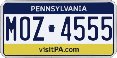 PA license plate MOZ4555