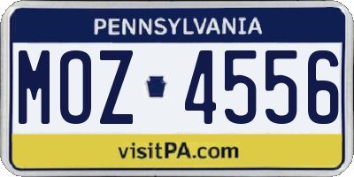 PA license plate MOZ4556