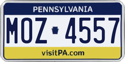PA license plate MOZ4557