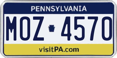 PA license plate MOZ4570