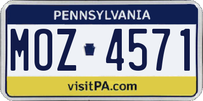 PA license plate MOZ4571