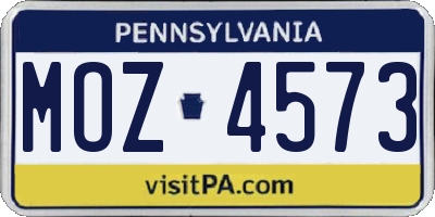 PA license plate MOZ4573