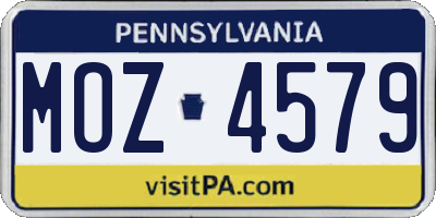 PA license plate MOZ4579