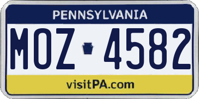 PA license plate MOZ4582