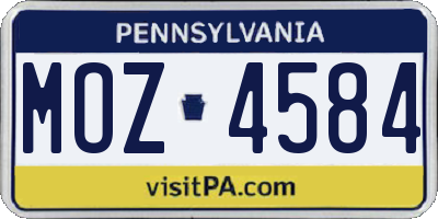 PA license plate MOZ4584