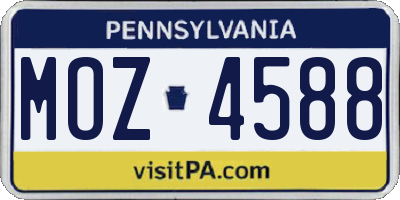 PA license plate MOZ4588