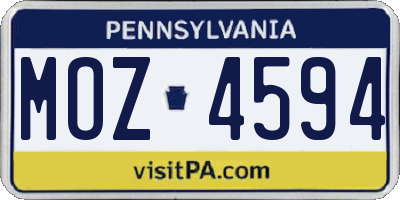 PA license plate MOZ4594