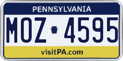 PA license plate MOZ4595