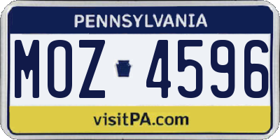 PA license plate MOZ4596