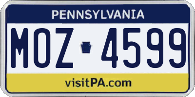 PA license plate MOZ4599