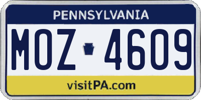 PA license plate MOZ4609