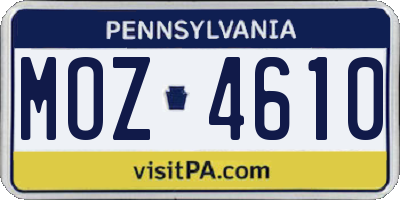 PA license plate MOZ4610