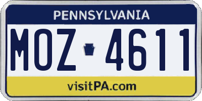 PA license plate MOZ4611