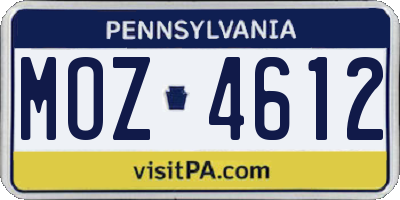 PA license plate MOZ4612
