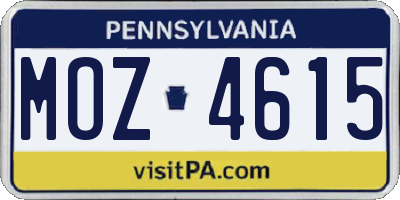 PA license plate MOZ4615