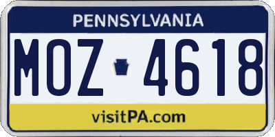 PA license plate MOZ4618
