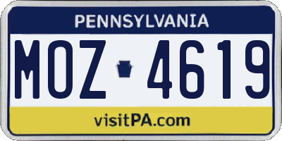 PA license plate MOZ4619