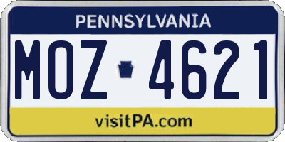 PA license plate MOZ4621