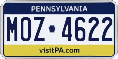 PA license plate MOZ4622