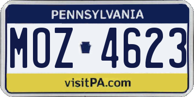PA license plate MOZ4623