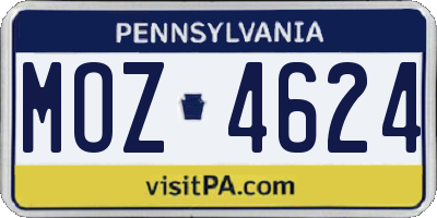 PA license plate MOZ4624