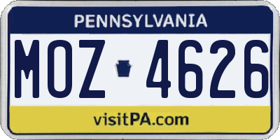 PA license plate MOZ4626