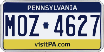 PA license plate MOZ4627