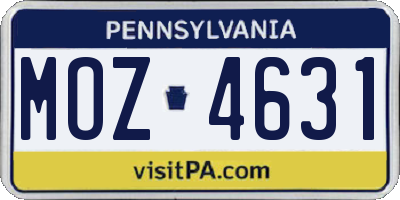 PA license plate MOZ4631