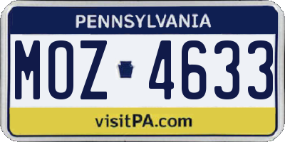 PA license plate MOZ4633