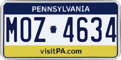 PA license plate MOZ4634