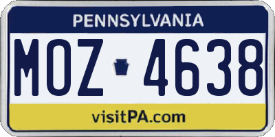 PA license plate MOZ4638