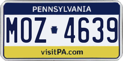 PA license plate MOZ4639